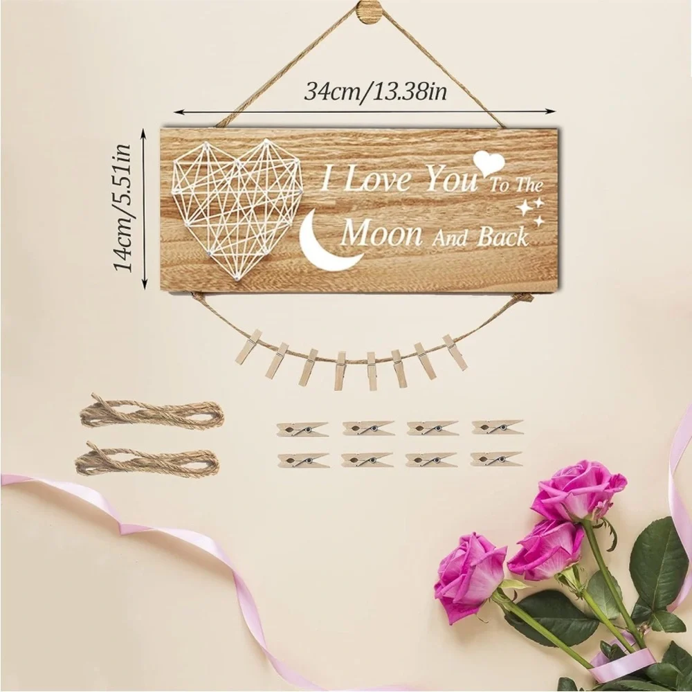 I love to the moon and back wooden hanging sign - Picture 2 of 4